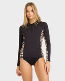 Ladies Dark Wave Half Zip Long Sleeve Rashie