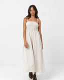 Classic Shirred Midi Dress
