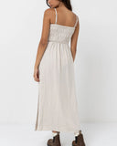 Classic Shirred Midi Dress