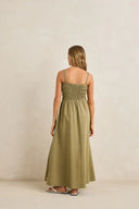 Classic Shirred Midi Dress