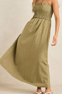 Classic Shirred Midi Dress