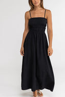 Classic Shirred Midi Dress