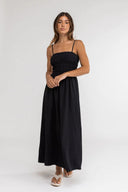 Classic Shirred Midi Dress