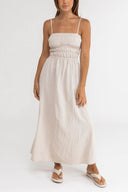 Classic Shirred Midi Dress