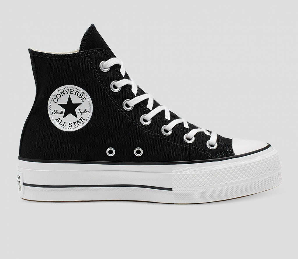 Chuck Taylor Lift Canvas Hi Top Black/White/Black Shoes Aquatique