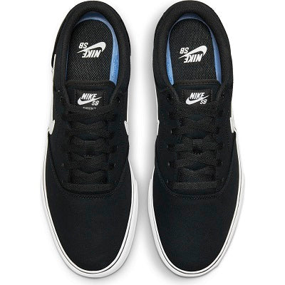 The Nike SB Chron 2 Canvas Black/White-Black Shoes are a new style from Nike, perfect for everyday wear. The shoes feature a canvas upper, with leather Nike logo and canvas side panel. The shoes feature Nike's signature cushion sole and rubber outsole.