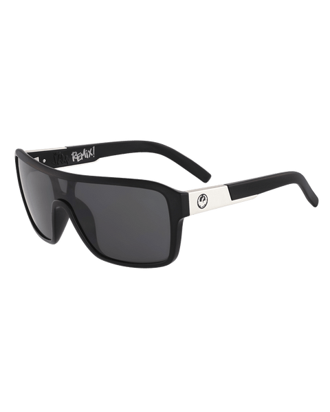 The Dragon Remix LUMALENS Black/Smoke Sunglasses are an in store favourite style of sunglass. If you love the Jam from Dragon, these are the one lens style that we totally love. The sunglasses feature a single shield lens giving it a slightly flatter fit than the Jam. The sunglasses also feature metal badging on the arm and some come with unique prints on the inside of the arms. You can purchase these sunglasses in multiple lens options, including LUMALENS.