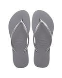 Slim Metallic Steel Grey Thongs
