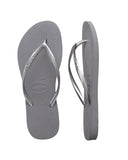 Slim Metallic Steel Grey Thongs