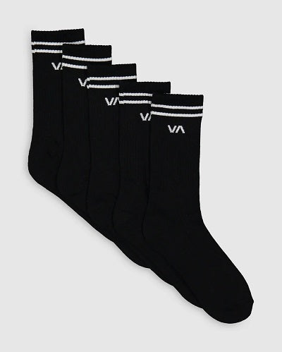 The RVCA Union III 5 Pack Of Socks comes with 5 pairs of classic crew styles topped with RVCA and VA details. These solid RVCA logo socks are made from a stretch blend fabrication with a minimalistic design for everyday wear.